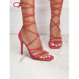 Tie Leg Detail Stiletto Heeled Strappy Sandals