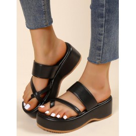 Toe Ring Hoop Strappy Platform Slip On Slides Sandals