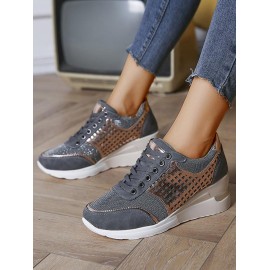 Shiny Metallic Panel Leopard Height Increasing Shoes