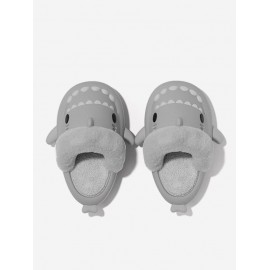 Couple Detachable Fleece Lined Waterproof Shark Design Winter Slippers
