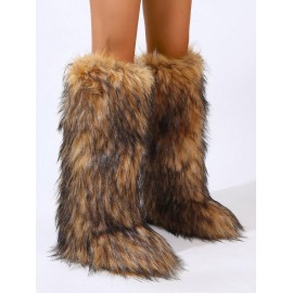 Women's Warmth Thermal Fluffy Faux Fur Mid-calf Snow Boots