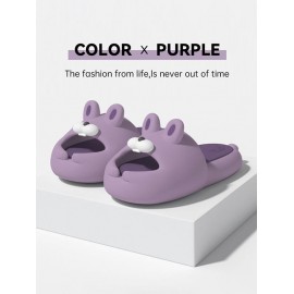 Cute Cartoon Rabbit Shape Soft-soled Indoor Antiskid Slippers For Women And MenPurple