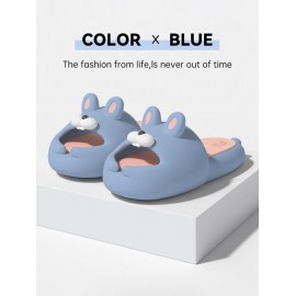 Cute Cartoon Rabbit Shape Soft-soled Indoor Antiskid Slippers For Women And MenBlue